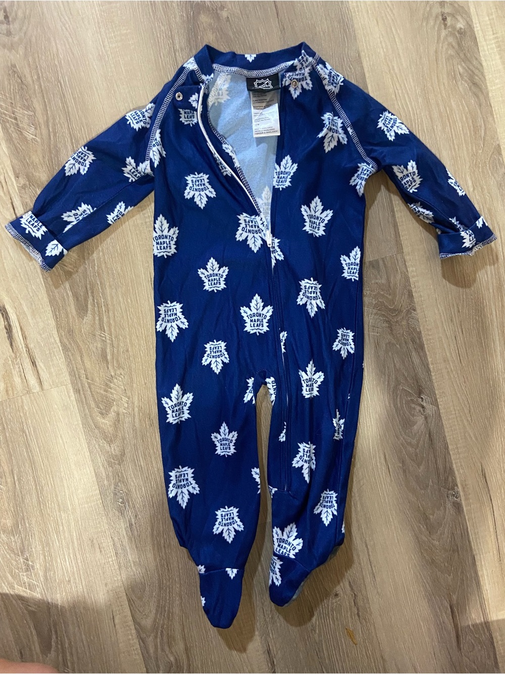 NHL Royal Blue Baby One-Piece Footed Sleeper with White Logo